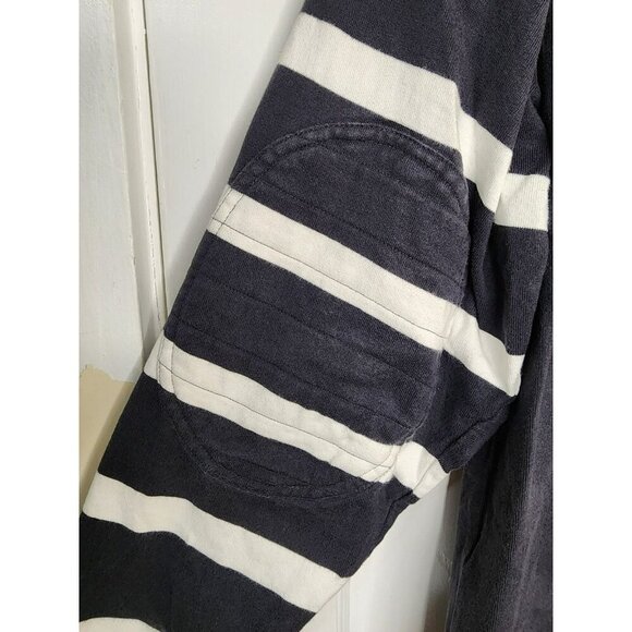 J. PETERMAN Quilted Shoulder & Elbow Pads Rugby Stripe Pullover Sweatshirt Sz M - Picture 4 of 4
